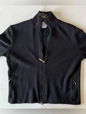 Sportmax black knit wool blend skirt & jacket. Skirt zips from hem to waist. M